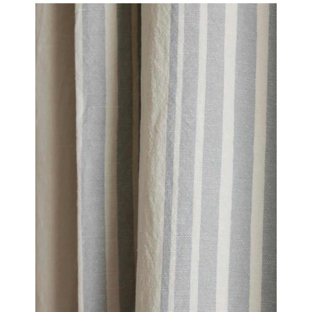 Coastal Stripe Linen Cotton Room Darkening Curtain 48X96 Blue #5